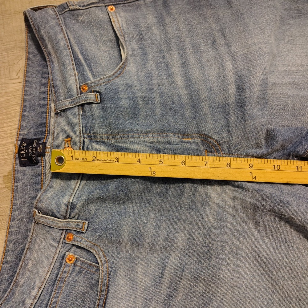 J.Crew Curvy Wide-Leg Crop Jeans Light Wash Raw Hem Denim Size 29 High Rise - Picture 6 of 8